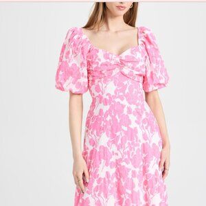 Pink Fushia Floral Print Maxi Dress (L)